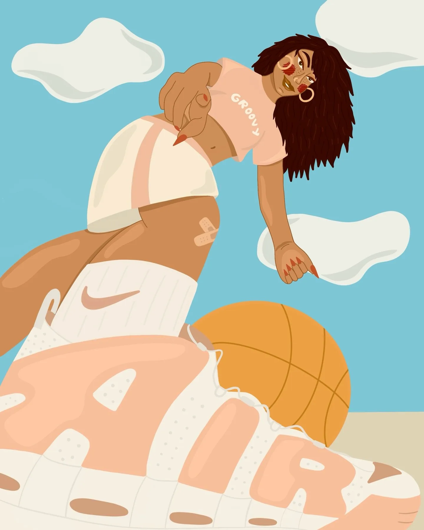 Instagram post: Nike Air illustration with basketball