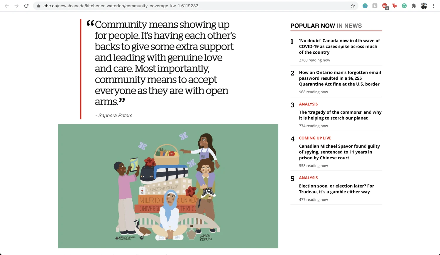 Feature on CBC's website and Instagram