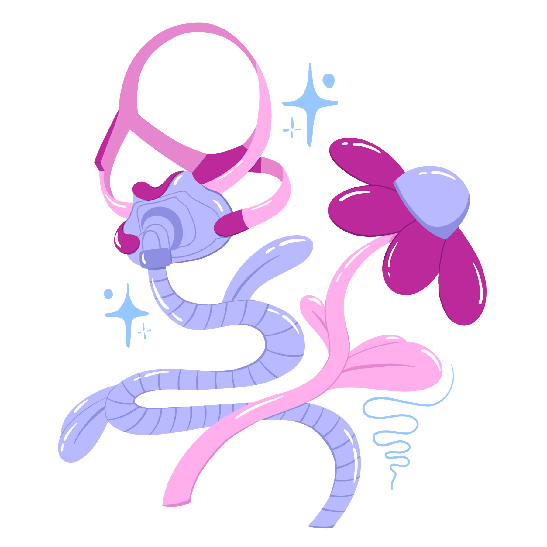 Sticker design featuring a CPAP mask and flower