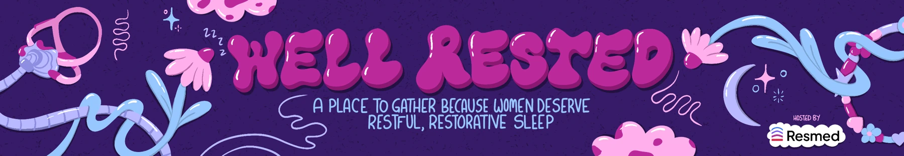 Well Rested hand-lettered event banner