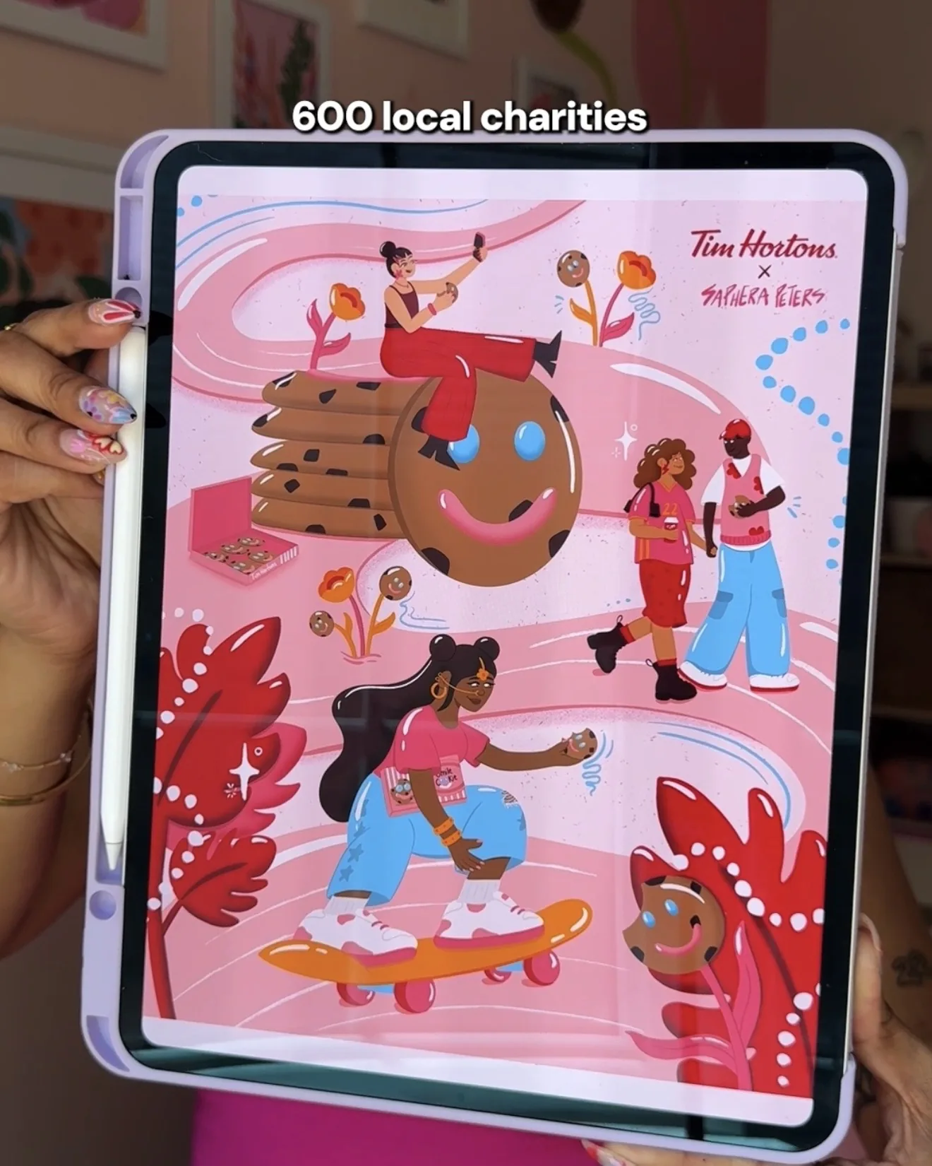 The finished Tim Hortons Smile Cookie illustration on Saphera's iPad